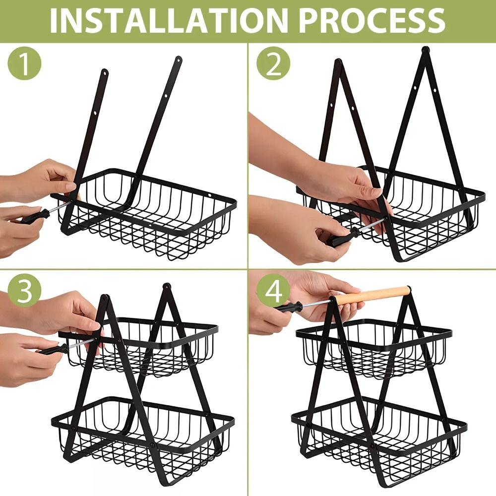 3-Tiers Design Portable Fruit Basket Space-Saving Vegetable Storage Basket  Countertop Storage