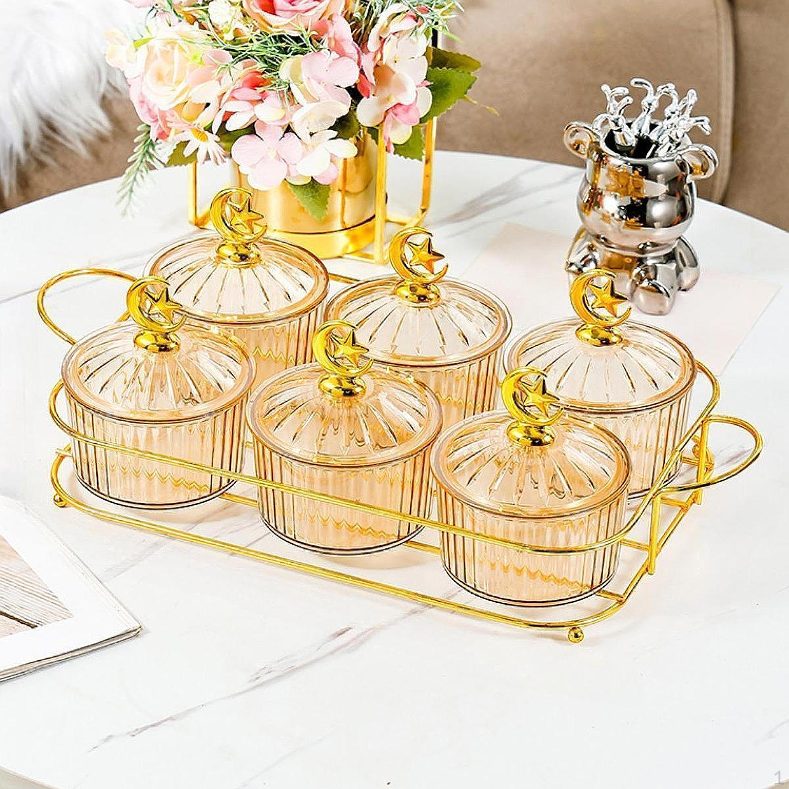 

Тарелка с сухофруктами, закуска, разделенная на порционные тарелки, конфетница с крышкой для столовой янтарь