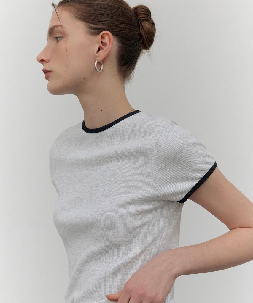 CITTA Everyday Comfort Ringer T-Shirt_Ctt355 (White Melange)