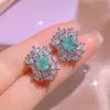 Exquisite Jewelry Set Paraípa Crown Square Stud Earrings Flower Zircon Ring Women's Three-piece Party Wedding Birthday Gift
