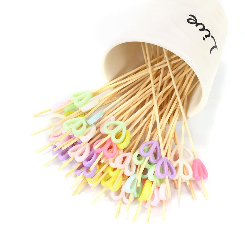 100 Stücke Herz Lebensmittel Obst Zahnstocher Cocktail Picks Bambus Spieße Cupcake Gabel Stick Hochzeit Geburtstag Party Dekoration Lieferungen