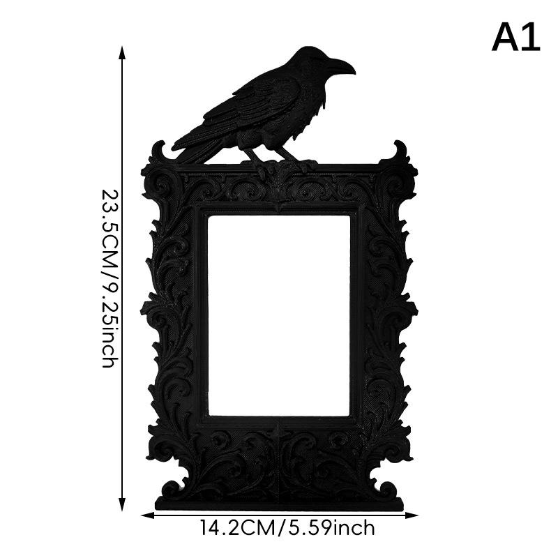 Halloween Crow Bat Vintage Picture Frame Black Atmosphere Decorations Ornate Photo Frame Halloween Desktop Ornaments