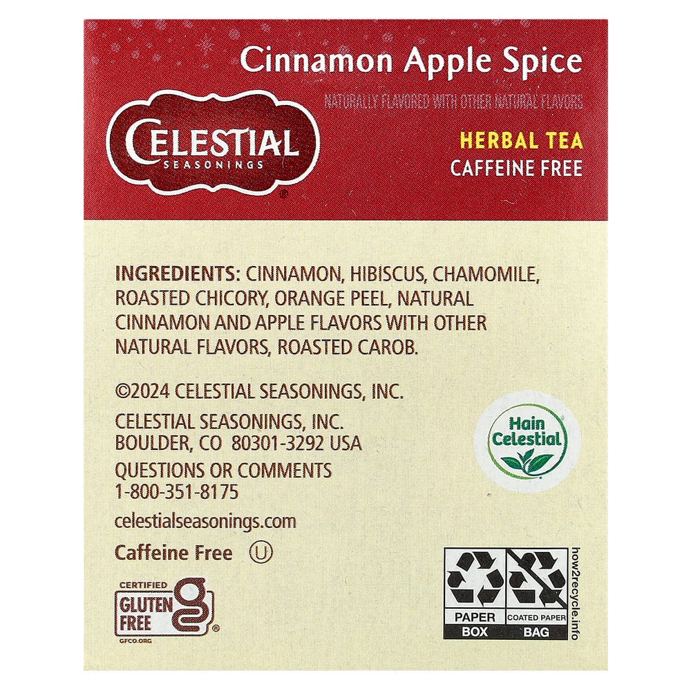 Celestial Seasonings Herbal Tea, Cinnamon Apple Spice, Caffeine-Free, 20 Tea Bags, 48g (1.7oz)
