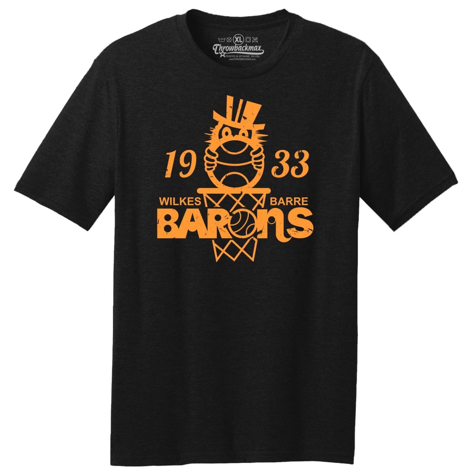 

Wilkes Barre Barons 1933 Logo Basketball TRI-BLEND Tee Shirt - Solid Black 2XL