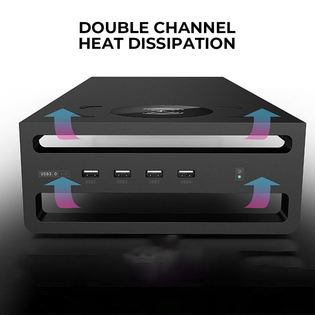 Aluminum Alloy Computer PC Laptop Base Wireless Phone Charging Smart Base Stand With USB 3.0 Port EU Plug