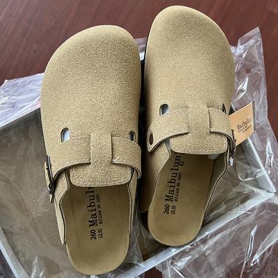 Mode Herren Korkschuhe 2024 Neu Kamel Klassische Geschlossene Zehen Pantoletten Flock Mode Braun Kork Sandalen Mann Frau Unisex 35-45
