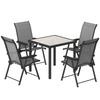 5 Pieces Outdoor Dining Set, Garden Dining Set for 4 with Square Table and Folding Chairs, Grey