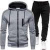 2026 Autumn/Winter Men's Hooded Sportswear Set - Long Sleeve Sweatshirt and Sweatpants with Zipper.