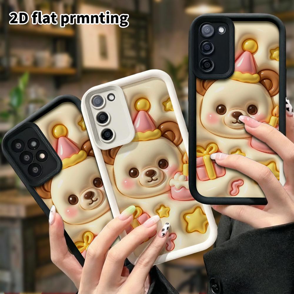 Phone case: 2D flat, compatible with Samsung Galaxy A34 A35 M05 M06 S20 S22 S21 FE Plus 5G protective cases, birthday little bear, perfect Christmas a