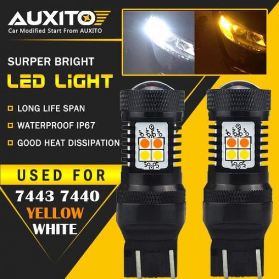 LED Turn Signal Parking Lights 7443 Switchback Amber White Anti Hyper Flash EOA