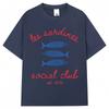 Les Sardines Social Club Graphic T Shirt Summer Fashion Vintage Unisex Women Short Sleeve Top pure Cotton Casual Tees Streetwear