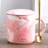 400ML Twelve Constellation Marble Cup with Cover Long Spoon Ceramic Party Tableware Set Porcelain Breakfast Coffee Mug Cup