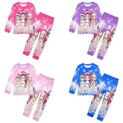 Kids Girls K-POP Rumi Zoey Mira Christmas Printed Casual Long Sleeves T-Shirt Pants Trousers Clothes Set