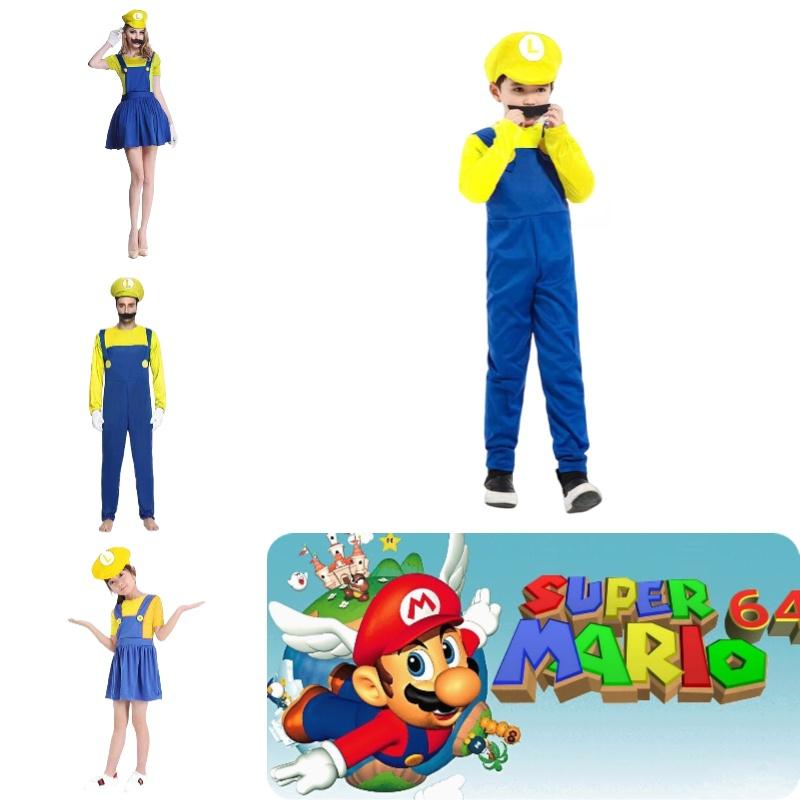Halloween Cosplay Costume For Kids And Adults Super Mario Outfit In Various Colors