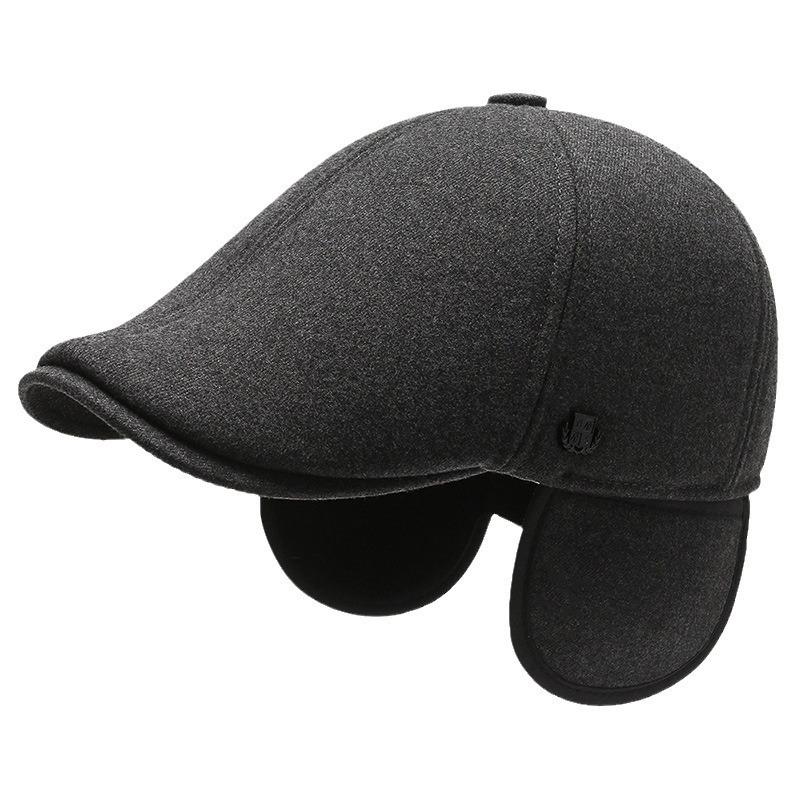 Autumn and Winter New Men's Peaked Cap, Dad and Grandpa Outdoor Travel Thickened Warm Ear Protector Forward Hat