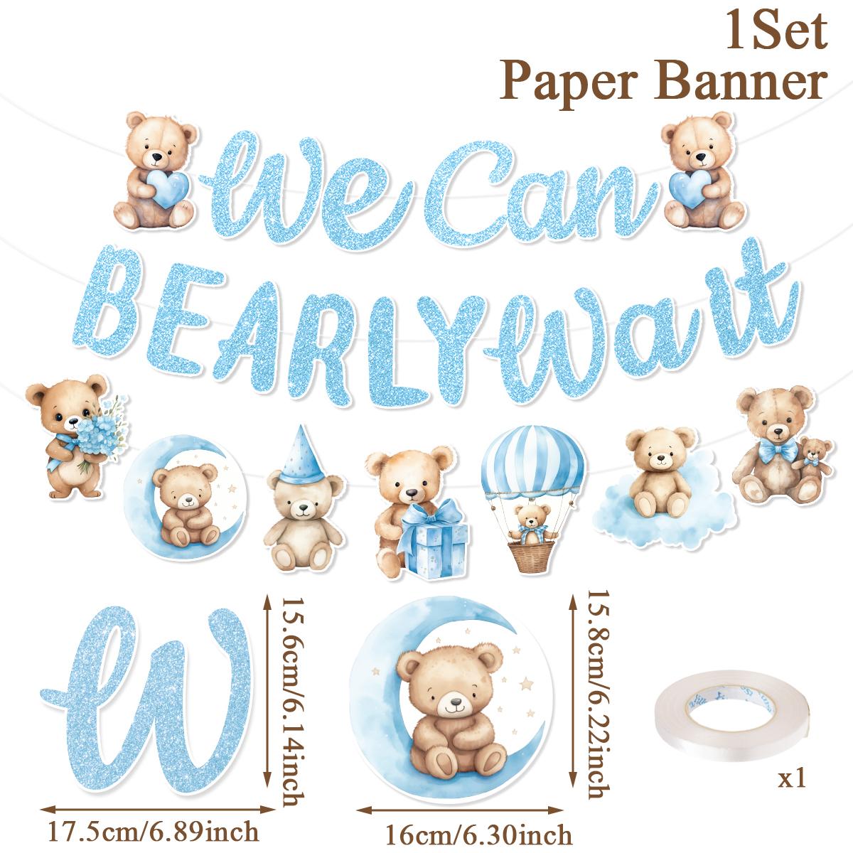 

Blue Bear Flag Banner Bear Happy Birthday Party Decor Kids Boy Girl Hanging Garland Birthday Supplies Gender Reveal Baby Shower