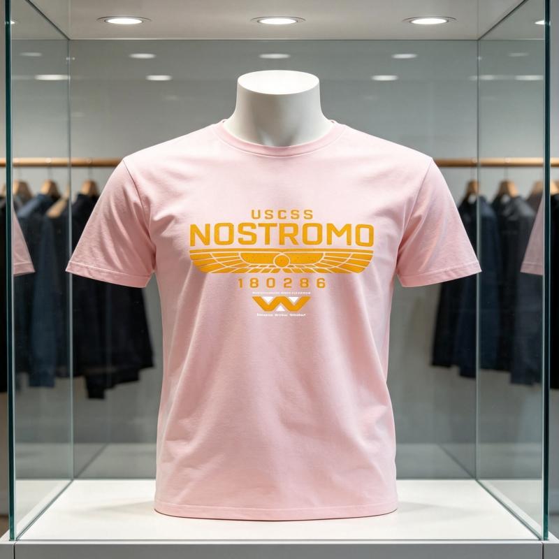 2026new Summer Cotton USCSS Nostromo Pattern Oversized Tshirt Nostromo Alien Science Fiction Retro Theme Short Sleeved Shirt