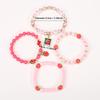 Strawberry Pendant Pink Beads Multilayer Stretch Bracelet Cute Fruit Design Hand Decoration Gift For Women