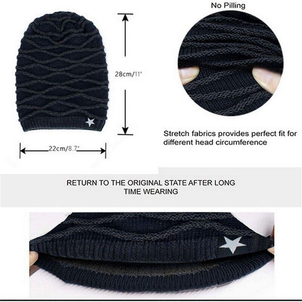 Men Women Warm Thermal Soft Ski Cap Beanie Hat Skullies Hat Knitted Cap