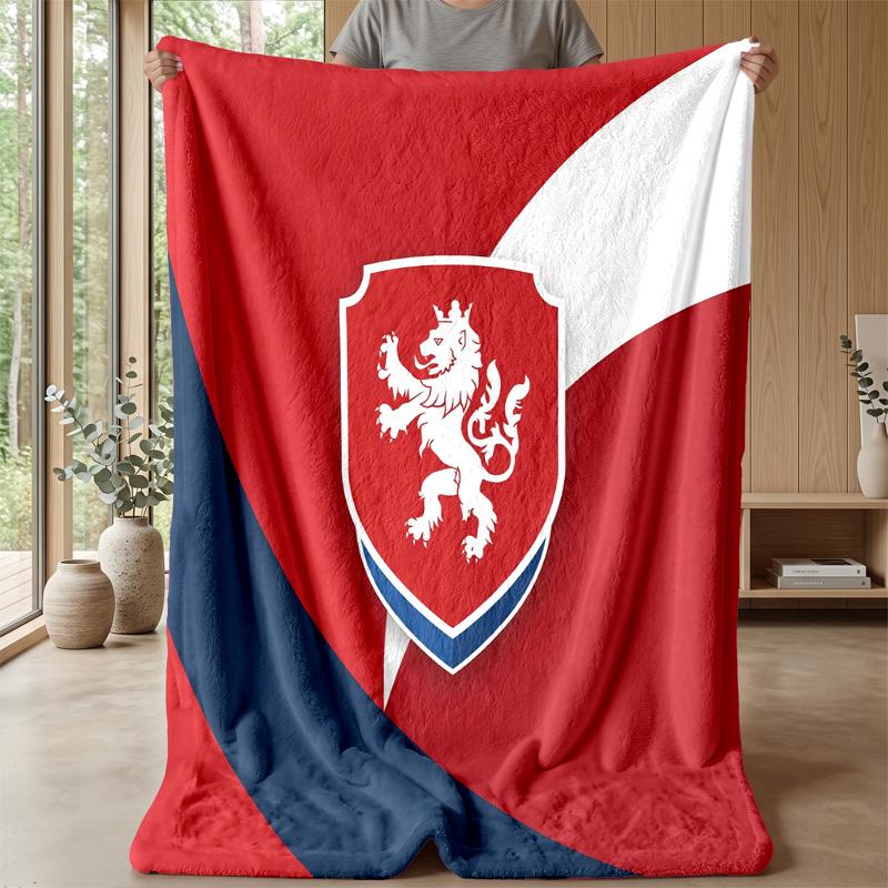 Czech Republi Football Printed Flannel Blanket Skin Friendly Warm Decorative Throw for Indoor Couch Bed Daily Use