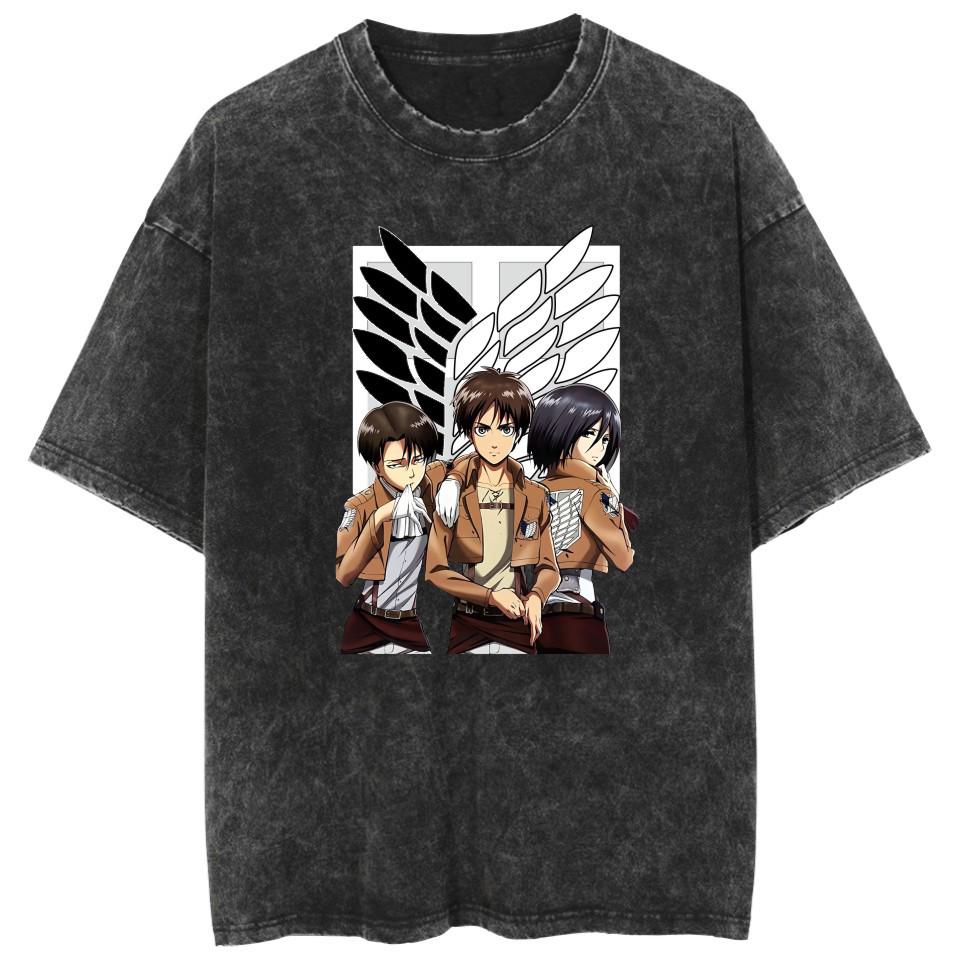 Waschbares Attack on Titan Anime Freizeit Baumwoll Sommer T-Shirt