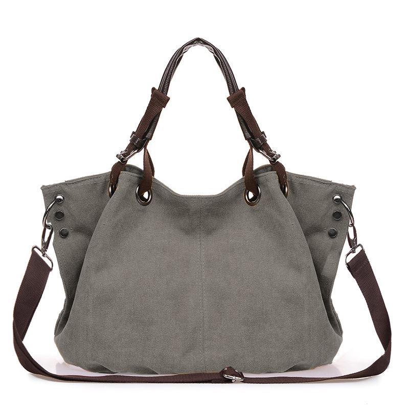 

Женская повседневная холщовая сумка в европейском и американском стиле - Большая вместительная сумка, ручная, на плечо и через плечо серый
