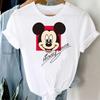 2025 Disney Myszka Miki Myszka Minnie Modny Nadruk Damski Biały T-shirt Dziewczęcy Krótki Rękaw Okrągły Dekolt Casualowy Top do Odzieży Damskiej