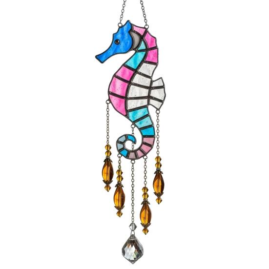 Sea Animal Sun Catcher Coastal Hanging Decoration Conch Starfish Seahorse Suncatcher for Home Windows Balcony Decor
