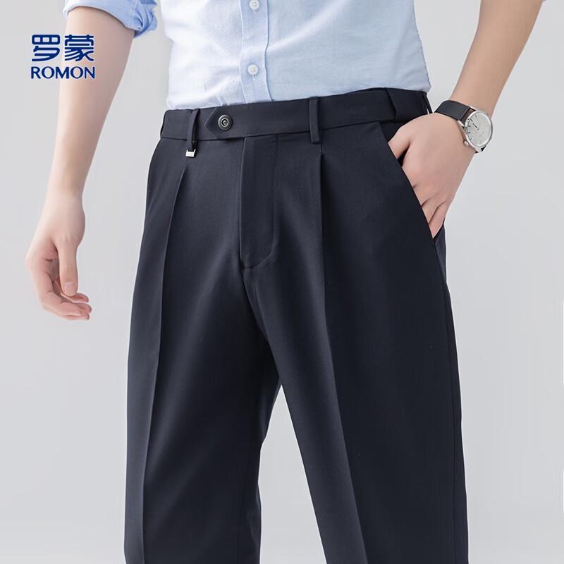 Romon Men's Straight-Leg Business Dress Pants with YKK Zipper