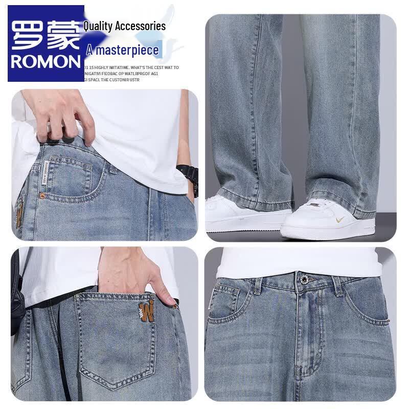 ROMON Men's Tencel Blend Loose Straight Summer Jeans
