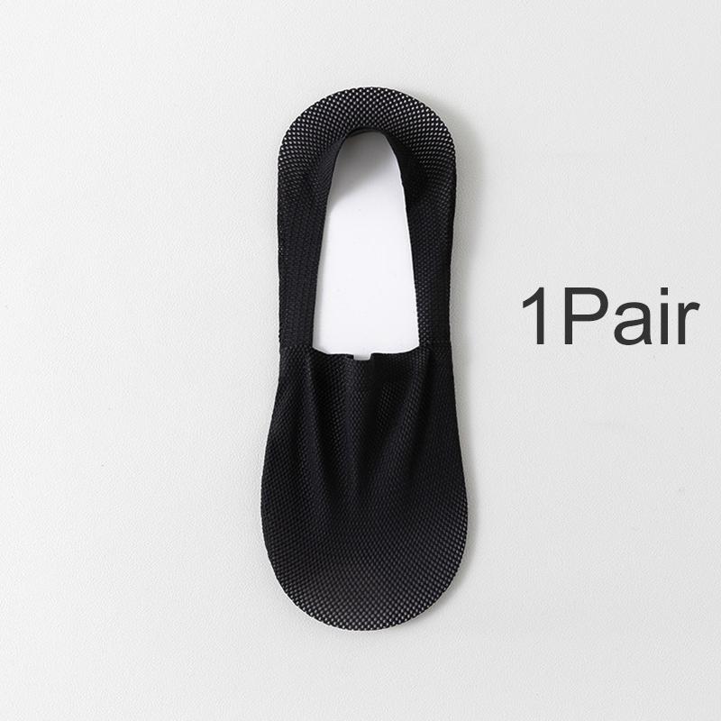 

1 пара носков-лодочек, мужские невидимые носки, однотонные, из ледяного шелка, противоскользящие, сетчатые, из хлопка, короткие, до щиколотки