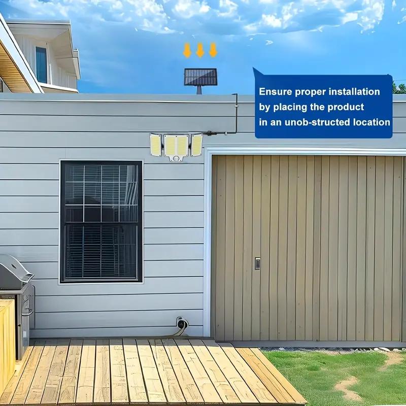 280 LED Outdoor Solar Wall Lamp 3 Heads Solar Motion Sensor Light with Remote Control 3 Modes Solar Flood Light for Patio Garage