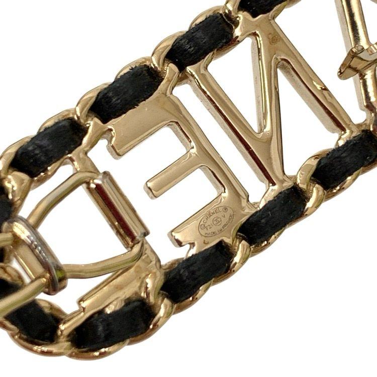 Used CHANEL Hair clip Leather/Light gold