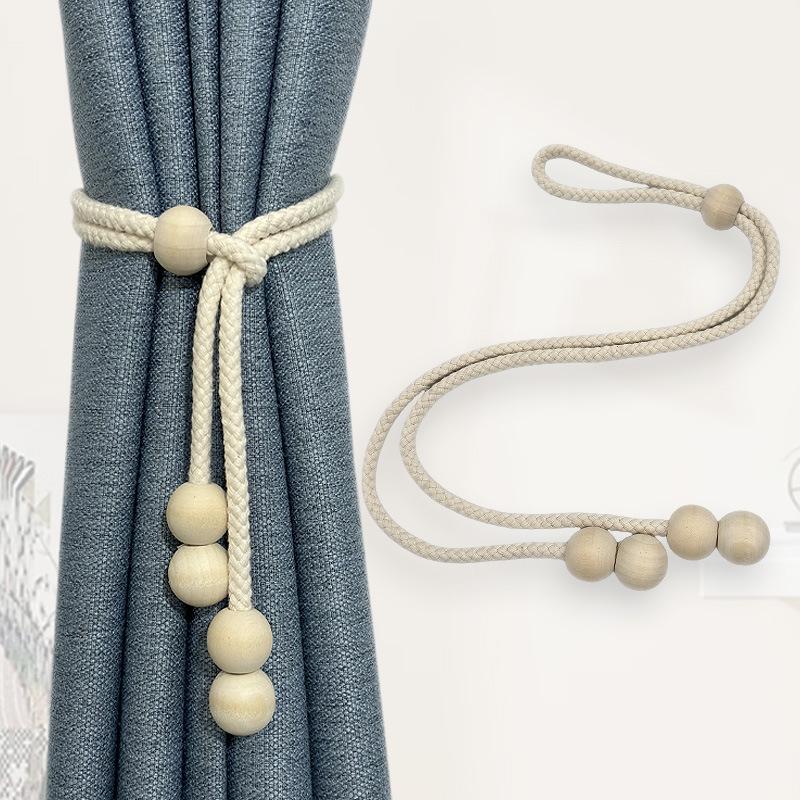 The Wooden Style Curtain Binding Tape Decorative Folding Tape Is The Adjustable Gauze Curtain Fixing Tape In The Wood Bead Style