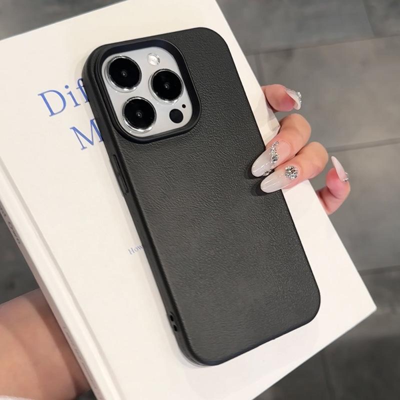 Lychee Pattern Apple 15promax Mobile Phone Case IPhone 16pro Simple 14 Solid Color 13 Creative 12 Protective Case