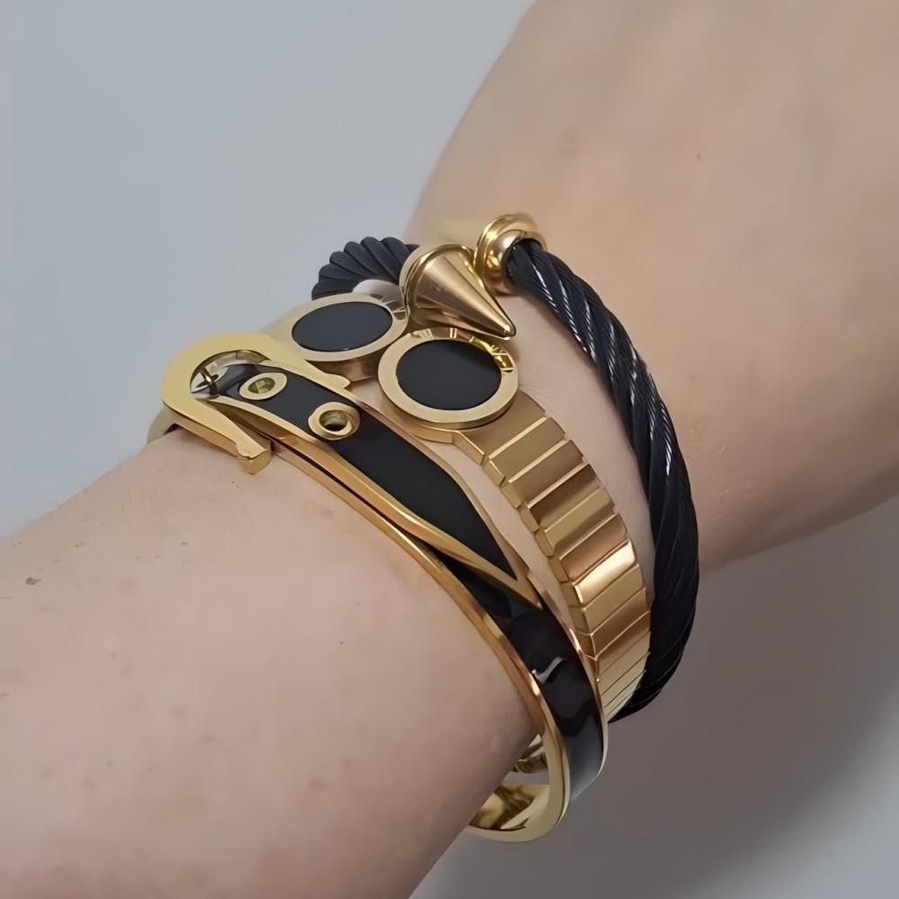 Fashion Stainless Steel Metal Bangles Neutral Belt Buckle Adjustable Bangles Minimalist Daily Wear Exquisite Jewelry Accessories