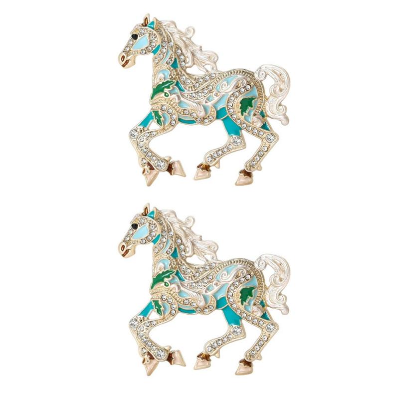 1Pc Animal Decoration Commemorative Gift Diamond Studded Fresh Zinc Alloy Sweet Pony Brooch