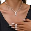 Elegante Sieradenset: Oorbellen, Bruidsketting, Zilver, Zirkonen, B6