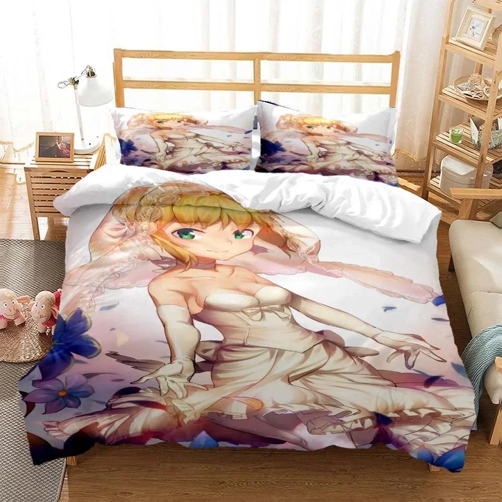 Sexy Anime Beauty Digital Print Comfortable Duvet Quilt Cover Pillowcase Bedding Set Children Bedroom Decoration Home Textile