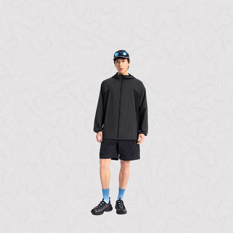 Li Ning CF Outdoor Series Breathable Water-Resistant UV Block UPF 40+ Sun Protection Windbreaker Men Outerwear Black AFDV371-1
