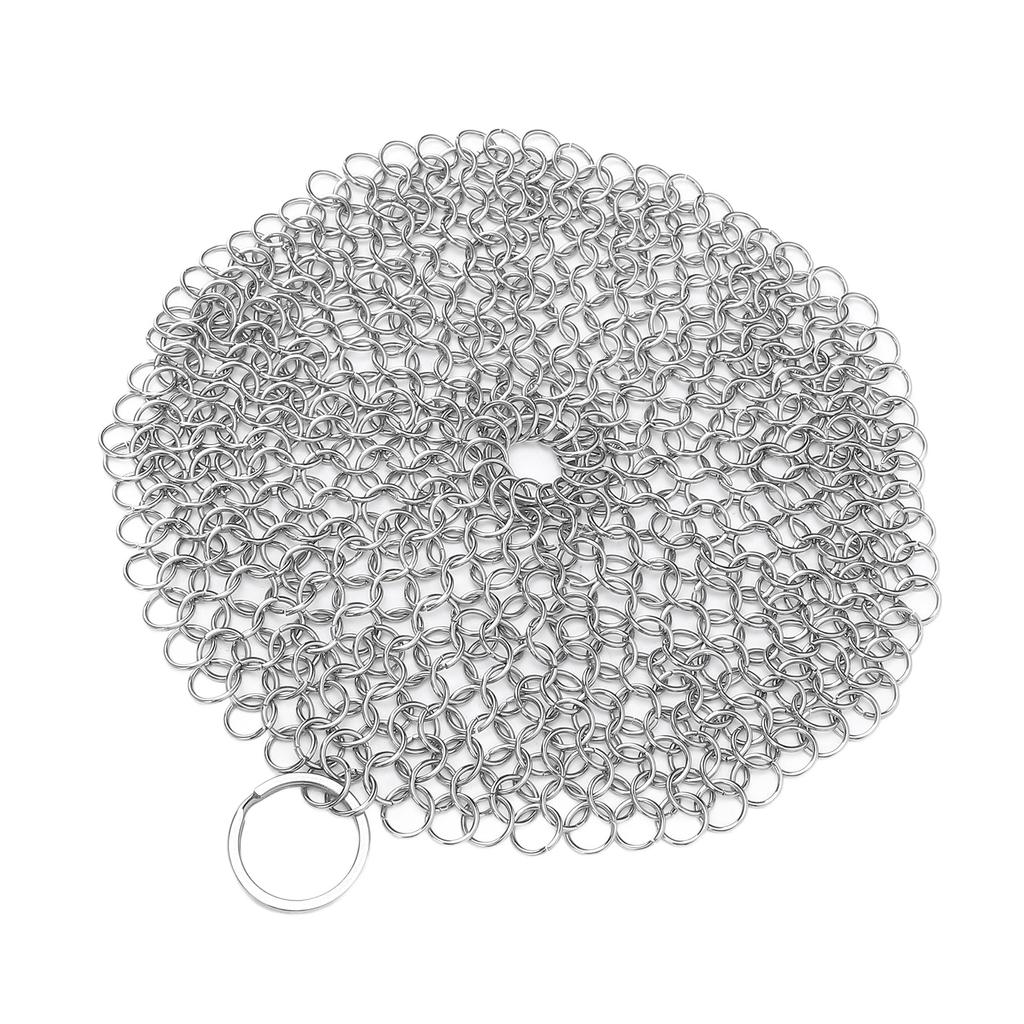 Stainless Steel Cast Iron Cleaner 316 Chain Mail Scrubber for Pre Seasoned Pan Ovens Waffle Pans Scr