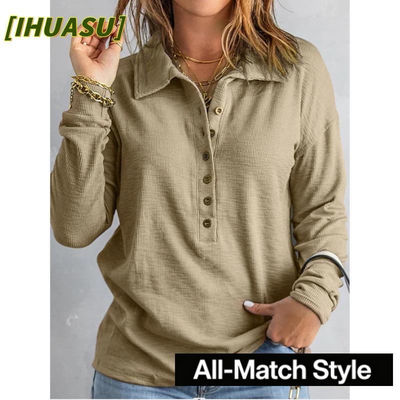 IHUASU Moda Donna Casual Manica Lunga Scollo a V Bluse e Camicie
