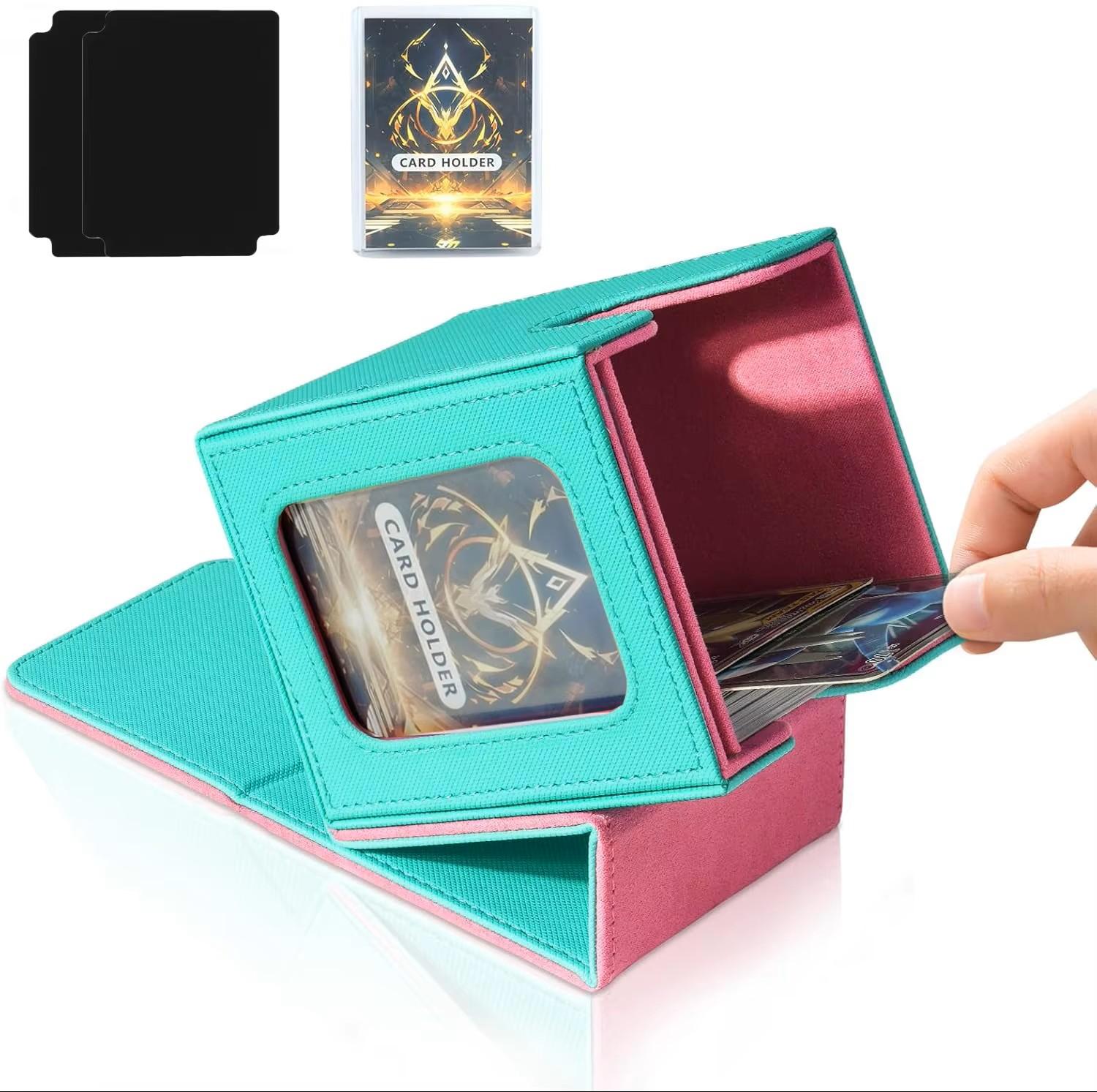 

Card Deck Box with MTG Commander Display Holds 100+ Double-Sleeved Cards Trading Card Storage Box Fits TCG PTCG Sports Card