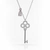 Colier pandantiv Cheie Magică Vintage din Argint Sterling S995 Certificat, Micro-incrustație cu Zirconiu, Cheia Inimii Mele Bijuterii Fine, Cadou Chic Francez