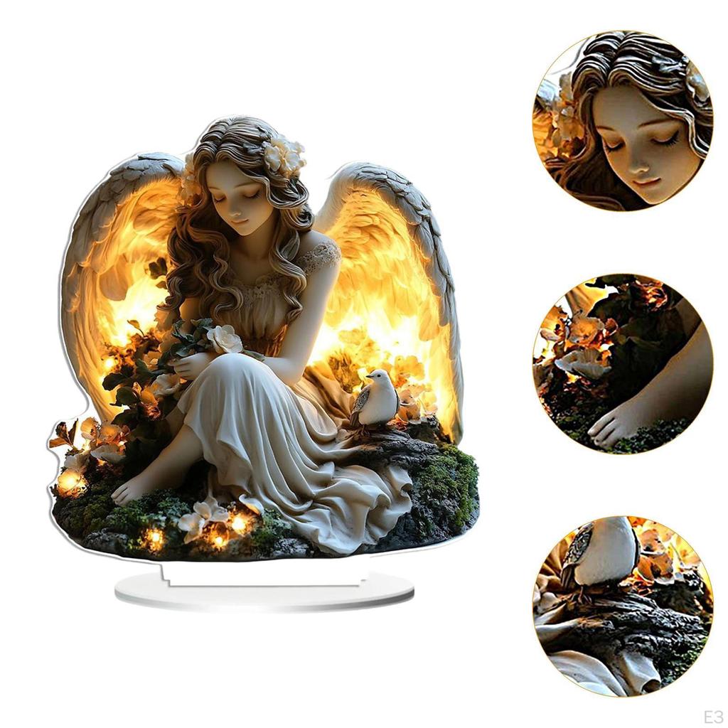 Angel Wings Table Ornament 18x20cm Seasonal Decor Multifunctional Flat Acrylic Design