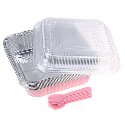 10er-Set Kastenformen mit Deckeln und Löffeln Antihaftbeschichtete quadratische Aluminiumfolien-Backform Brotbehälter Hitzebeständige Kuchenformen