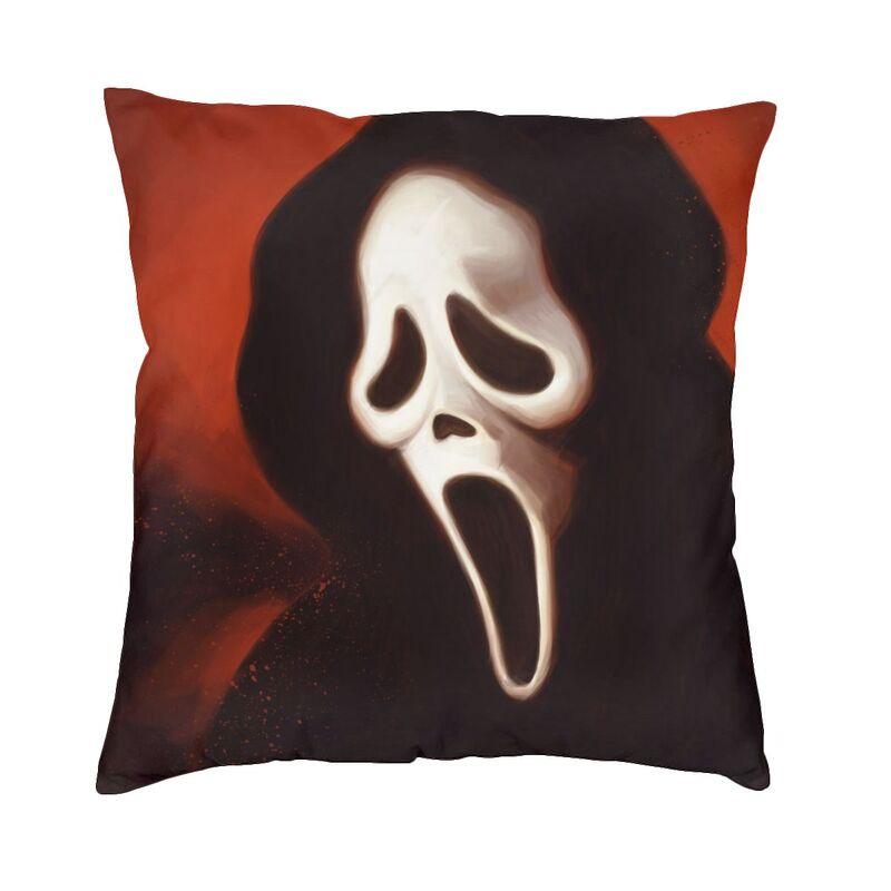 Scream Ghostface Dekokissenbezug, Schlafzimmerdekoration, Halloween-Horrorfilm-Kissen für Sofa, quadratischer Kissenbezug Dakimakura