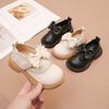 Girls shoes super soft small leather shoes spring and autumn new elastic socks bow princess shoes versatile British style children's shoes