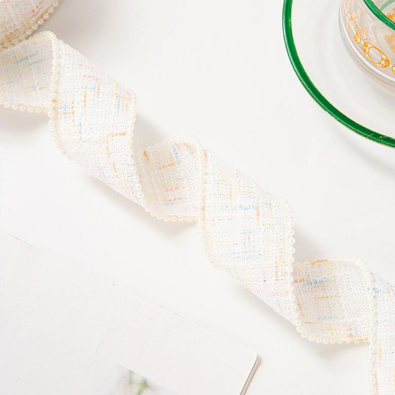 

38mm 2Yards Twill Check with Beaded Edge Ribbon for DIY Headwear Hat Decor Gift Wrapping Craft Accessories Sewing Supplies 38mm-2yards белый