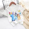 Bluey Baby Birthday T Shirt for Boys Girl Bingo Number Kids Clothes Summer Cartoon Letter Tees Shirts Toddler Short Sleeve Tops